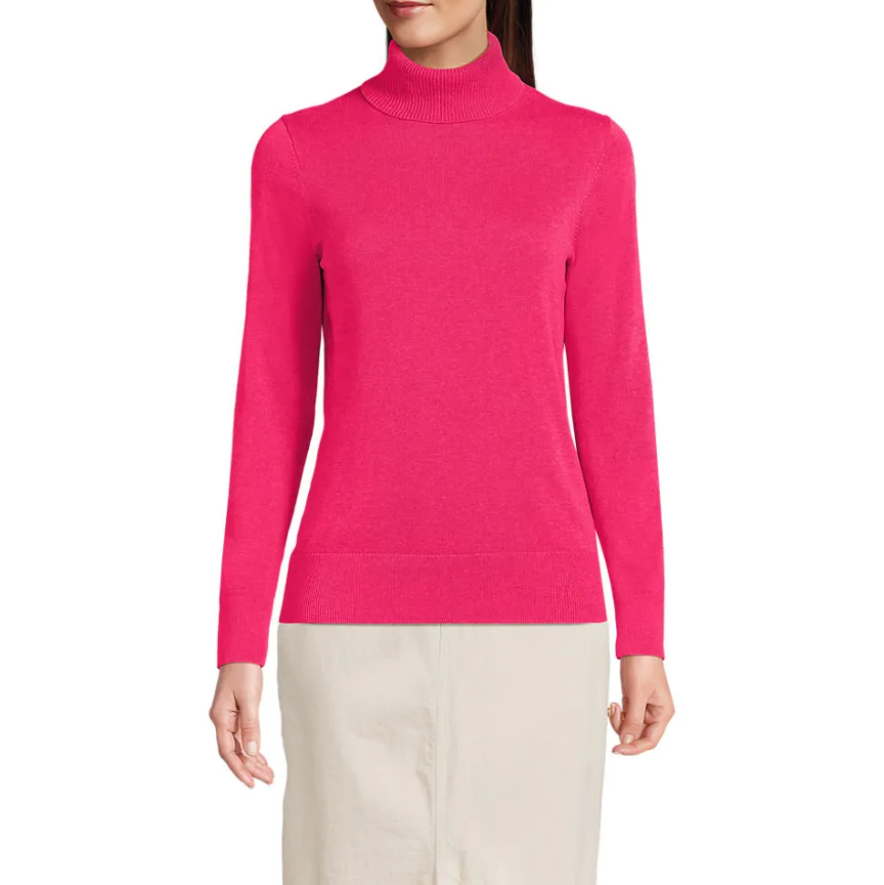 Feinstrick-Rollkragenpullover aus Baumwolle für Damen