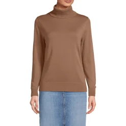 Feinstrick-Rollkragenpullover aus Baumwolle für Damen