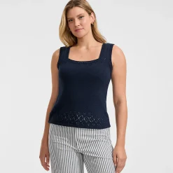 Feinstrick-Top mit Ajourdetails für Damen