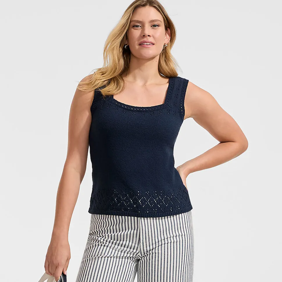 Feinstrick-Top mit Ajourdetails für Damen