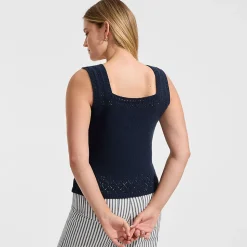 Feinstrick-Top mit Ajourdetails für Damen