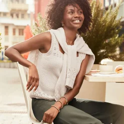 Feinstrick-Top mit Ajourdetails für Damen
