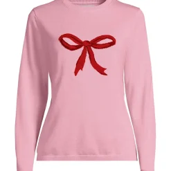 Feinstrick-Weihnachtspullover Schleife für Damen