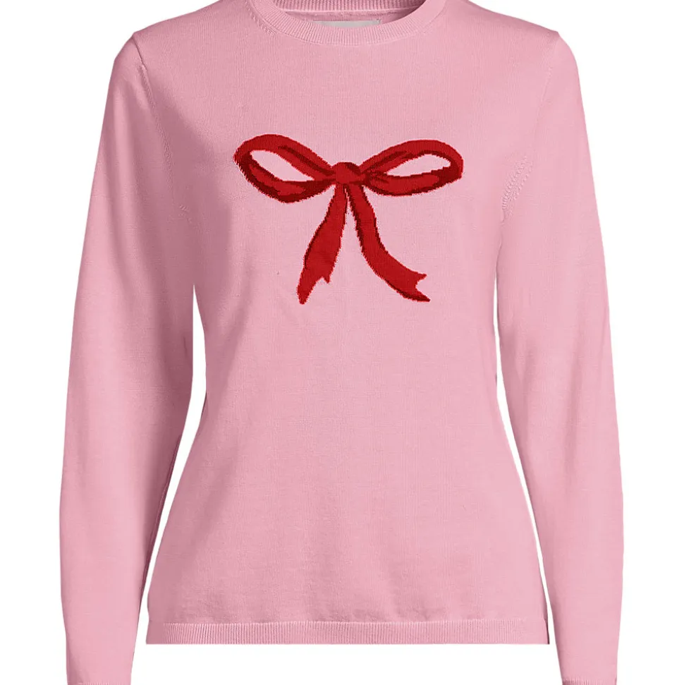 Feinstrick-Weihnachtspullover Schleife für Damen