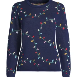 Feinstrick-Weihnachtspullover Lichterkette für Damen
