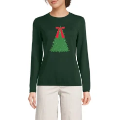 Feinstrick-Weihnachtspullover Schleife für Damen