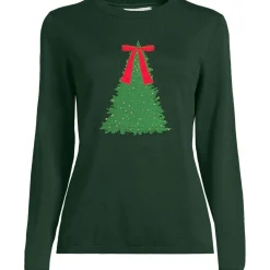 Feinstrick-Weihnachtspullover Schleife für Damen