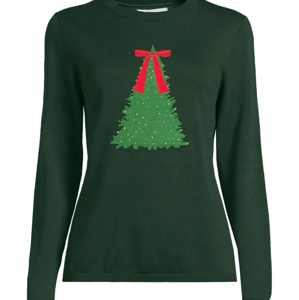 Feinstrick-Weihnachtspullover Schleife für Damen