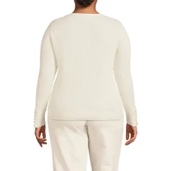 Feinstrick-Zopfmusterpullover mit V-Ausschnitt für Damen in Plus-Größe