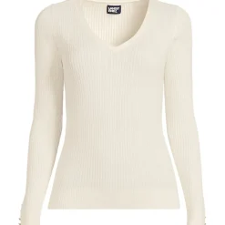 Feinstrick-Zopfmusterpullover mit V-Ausschnitt für Damen in Plus-Größe
