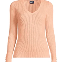 Feinstrick-Zopfmusterpullover mit V-Ausschnitt für Damen in Plus-Größe