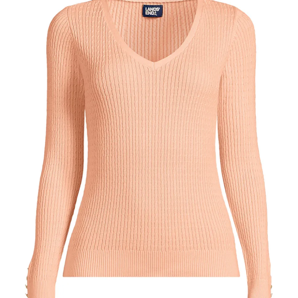 Feinstrick-Zopfmusterpullover mit V-Ausschnitt für Damen in Plus-Größe