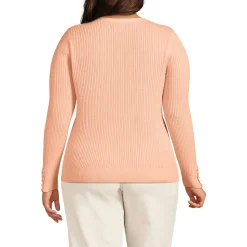 Feinstrick-Zopfmusterpullover mit V-Ausschnitt für Damen in Plus-Größe