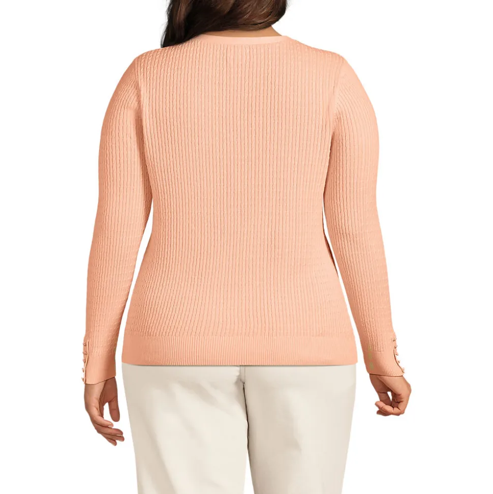 Feinstrick-Zopfmusterpullover mit V-Ausschnitt für Damen in Plus-Größe