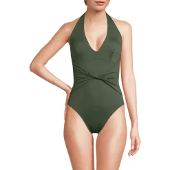 Figurformender Neckholder-Badeanzug, hoher Beinausschnitt für Damen