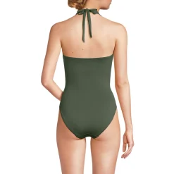 Figurformender Neckholder-Badeanzug, hoher Beinausschnitt für Damen