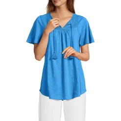 Flammgarn-Jerseyshirt mit kurzen Flügelärmeln für Damen