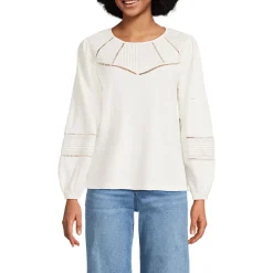 Flammgarn-Shirt mit Biesen-Verzierung für Damen