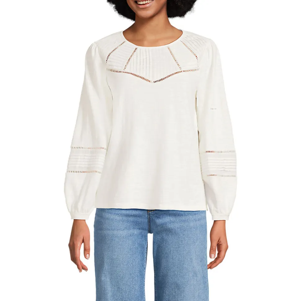 Flammgarn-Shirt mit Biesen-Verzierung für Damen
