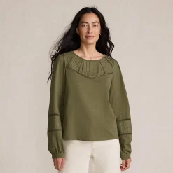 Flammgarn-Shirt mit Biesen-Verzierung für Damen