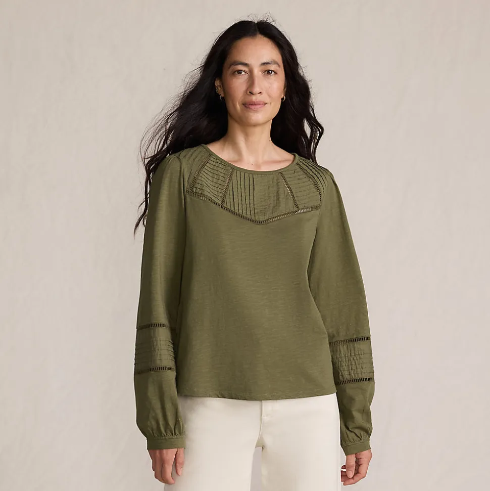 Flammgarn-Shirt mit Biesen-Verzierung für Damen