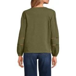 Flammgarn-Shirt mit Biesen-Verzierung für Damen