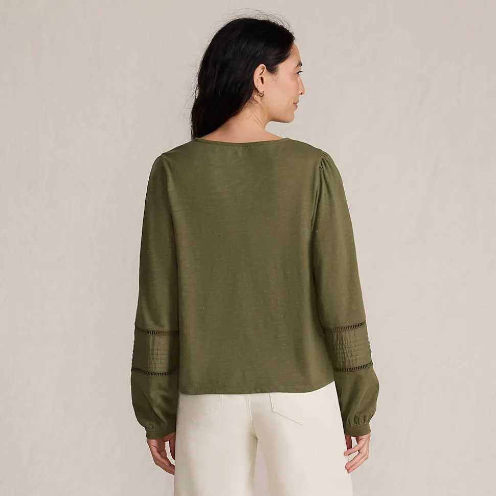 Flammgarn-Shirt mit Biesen-Verzierung für Damen