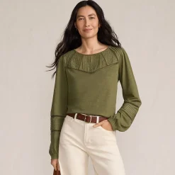 Flammgarn-Shirt mit Biesen-Verzierung für Damen