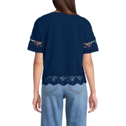 Flammgarn-Shirt mit Bordüren für Damen