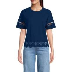 Flammgarn-Shirt mit Bordüren für Damen