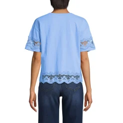 Flammgarn-Shirt mit Bordüren für Damen