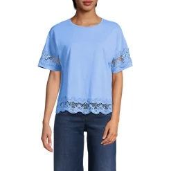 Flammgarn-Shirt mit Bordüren für Damen