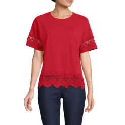 Flammgarn-Shirt mit Bordüren für Damen
