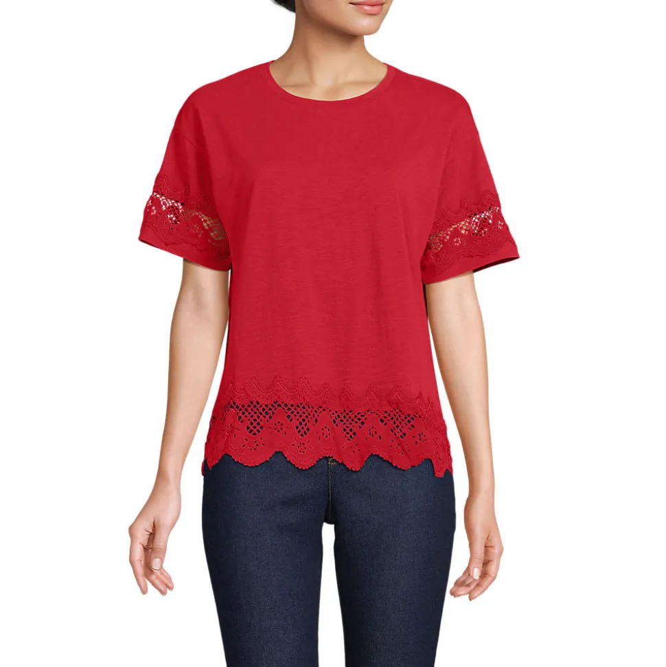 Flammgarn-Shirt mit Bordüren für Damen
