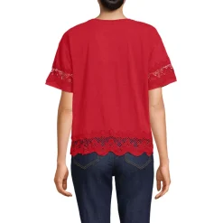 Flammgarn-Shirt mit Bordüren für Damen