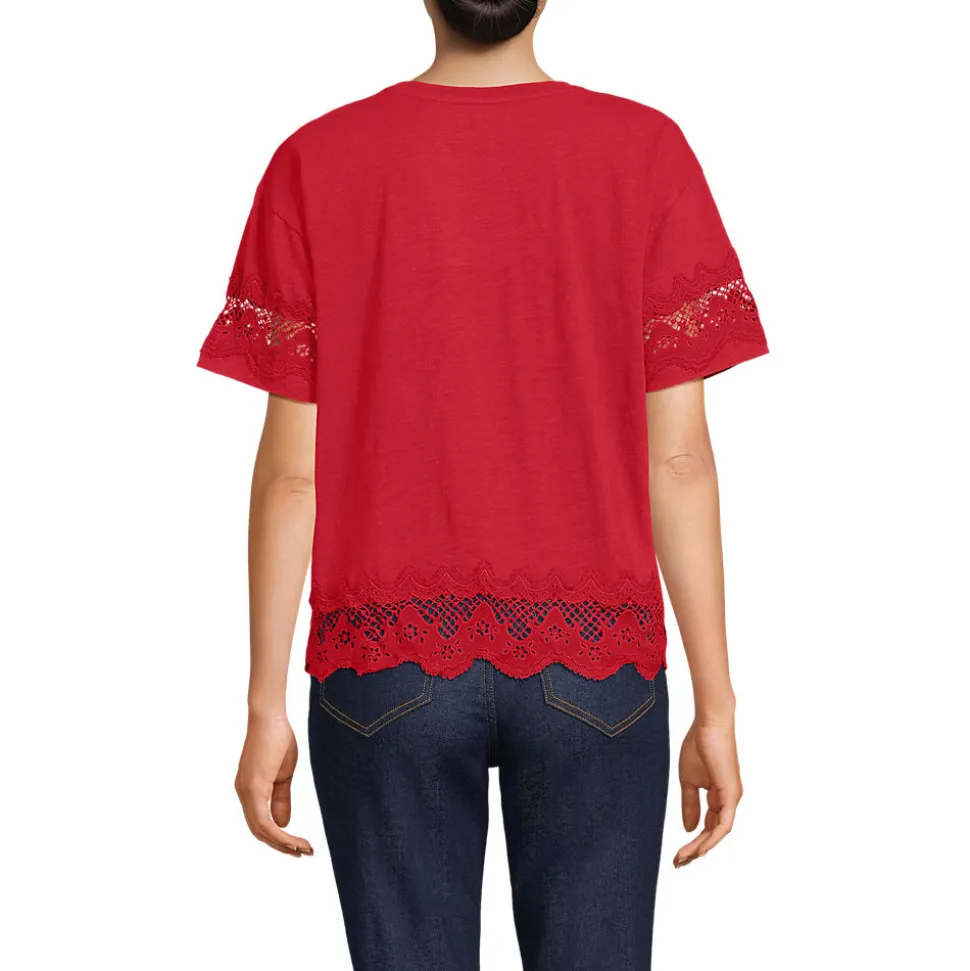 Flammgarn-Shirt mit Bordüren für Damen