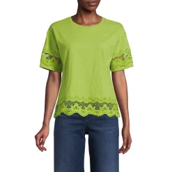 Flammgarn-Shirt mit Bordüren für Damen