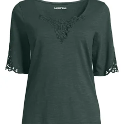 Flammgarn-Shirt mit Lochspitze für Damen