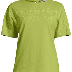 Flammgarn-Shirt mit Stickereien für Damen