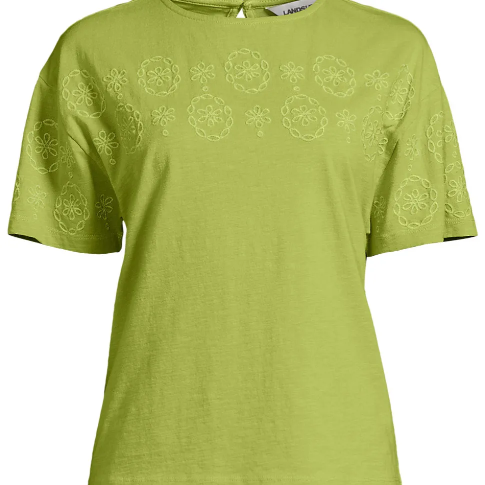 Flammgarn-Shirt mit Stickereien für Damen