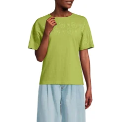 Flammgarn-Shirt mit Stickereien für Damen