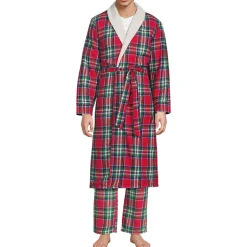 Flanell-Bademantel mit Teddyfutter für Herren