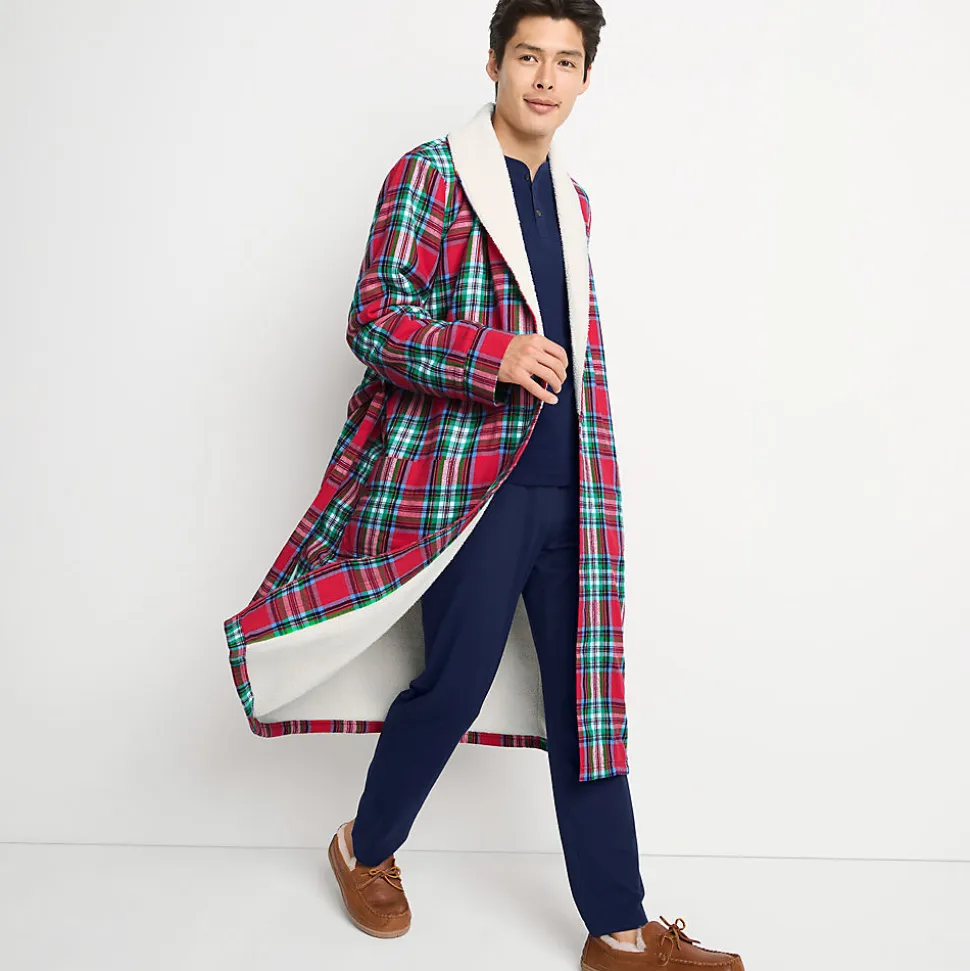 Flanell-Bademantel mit Teddyfutter für Herren