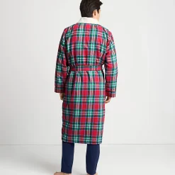 Flanell-Bademantel mit Teddyfutter für Herren