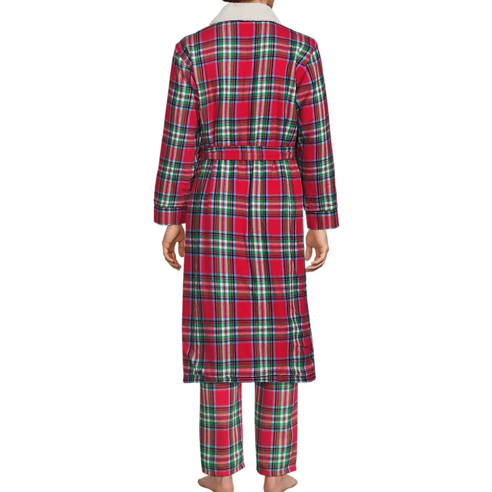 Flanell-Bademantel mit Teddyfutter für Herren