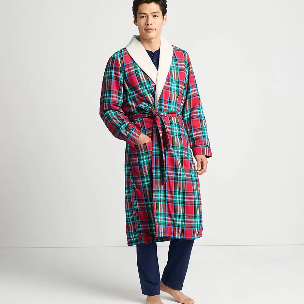 Flanell-Bademantel mit Teddyfutter für Herren