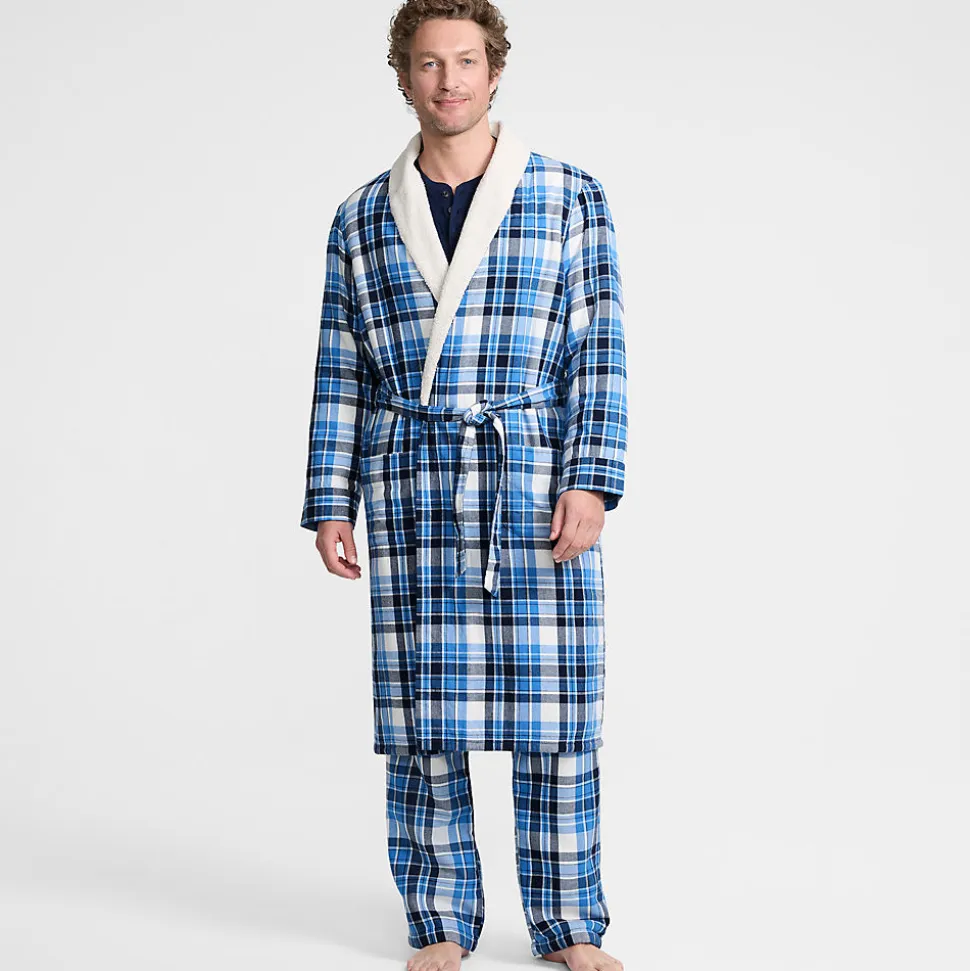Flanell-Bademantel mit Teddyfutter für Herren