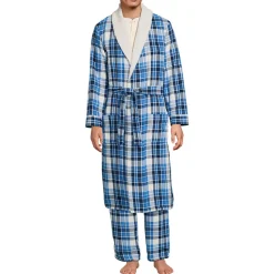 Flanell-Bademantel mit Teddyfutter für Herren