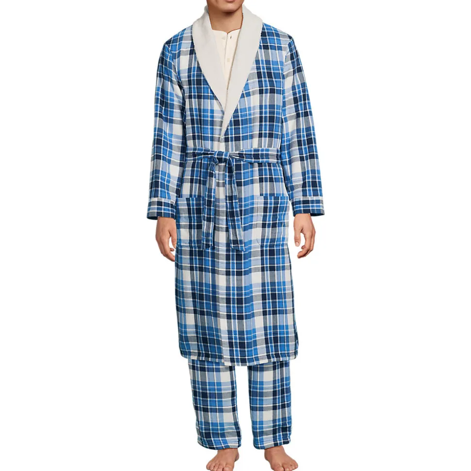 Flanell-Bademantel mit Teddyfutter für Herren