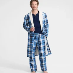 Flanell-Bademantel mit Teddyfutter für Herren
